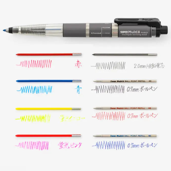 Pentel SUPER Multi 8 Multi-function Pen - 8 PENS IN 1