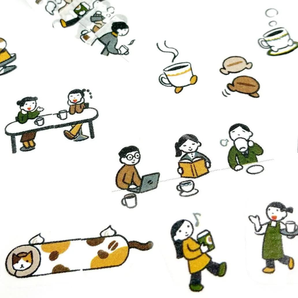 住在手帳裡的人們 咖啡時光 單張撕式紙膠帶