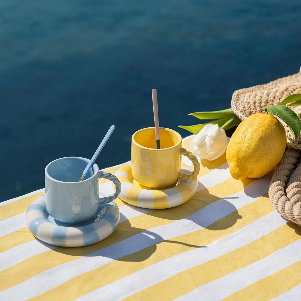Sapore di Sole 陽光的味道系列 — 條紋陶瓷濃縮咖啡杯組（2入組）