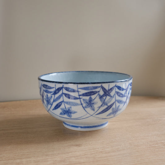 日本美濃燒 桔梗 五寸丼 染付