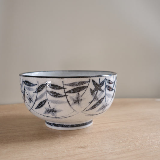 日本美濃燒 桔梗 五寸丼 黑繪