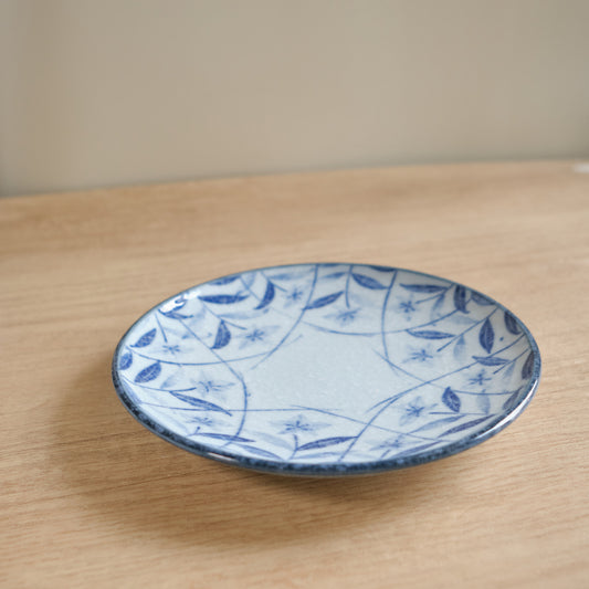 日本美濃燒 桔梗 五寸皿 染付